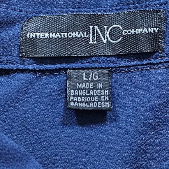 International INC Company Top Womens L Navy LS Criss Cross Ties Crepe Whimsigoth - Picture 3 of 14